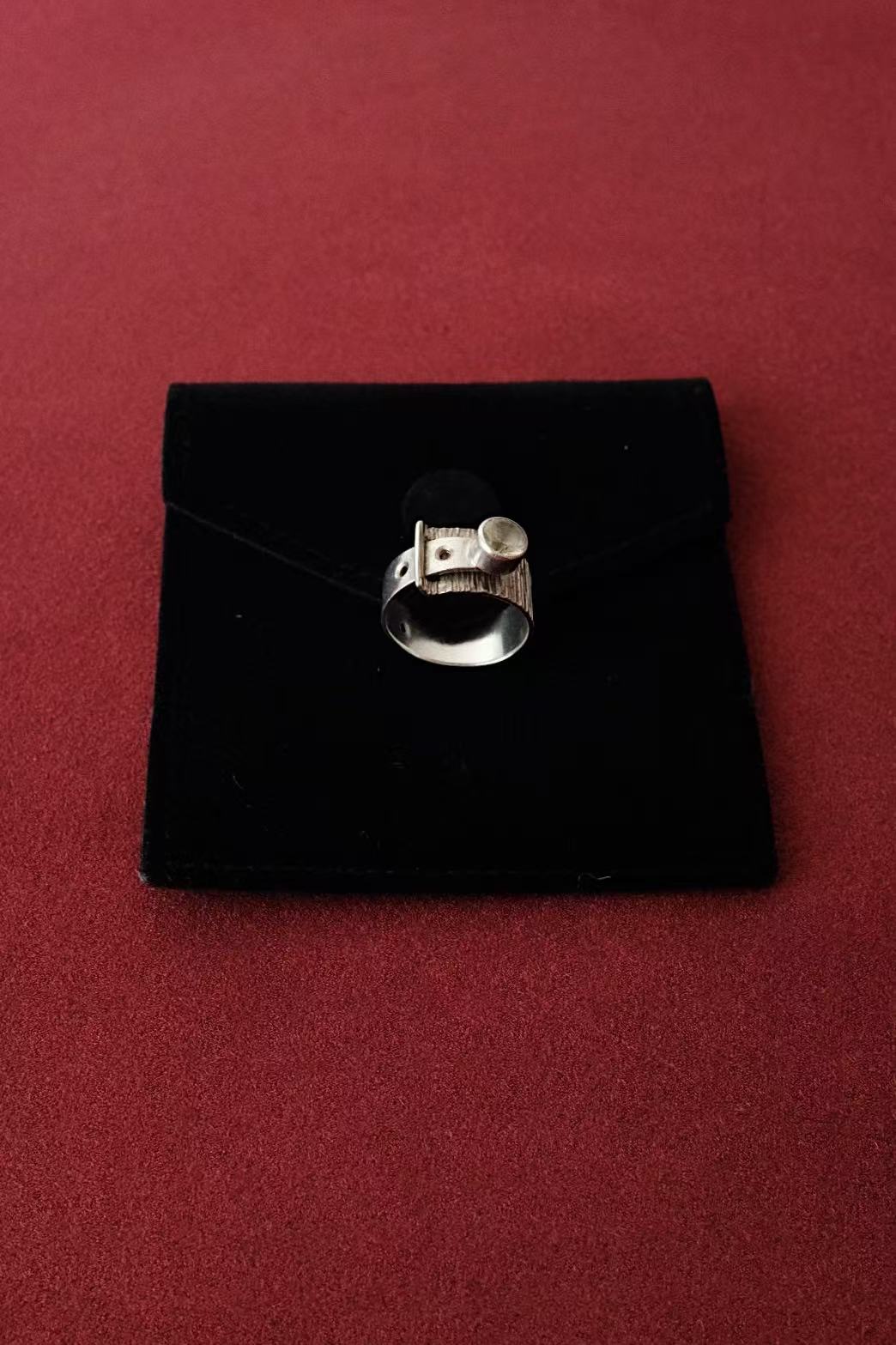 Modernist Silver Ring w.Crystal c.1970s