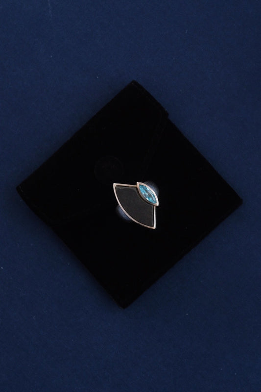 Modernist Ring w.Topaz & Mate Obsidian