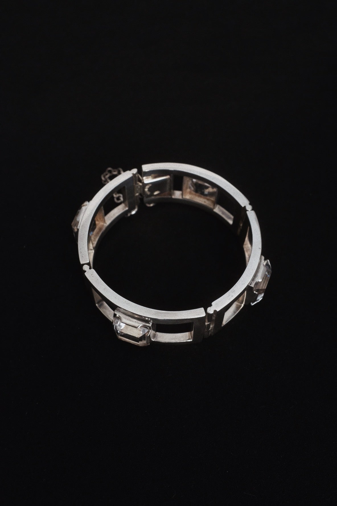 Silver Panel Bracelet w. Rock Crystals