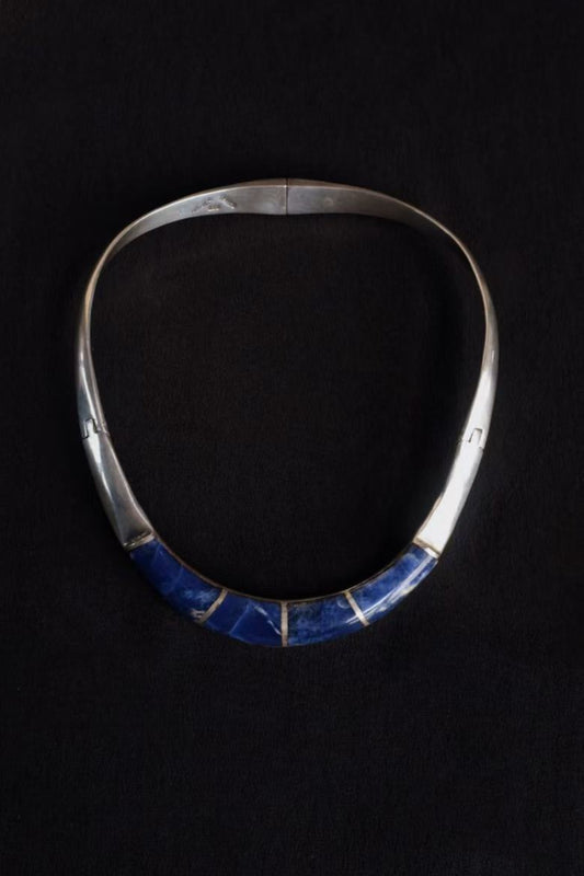Intarsia Silver Torque w. Lapis Laluzi